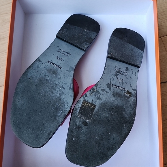 Hermès Rose Fuchsia Oran Sandals Size 37.5 - Picture 5 of 7